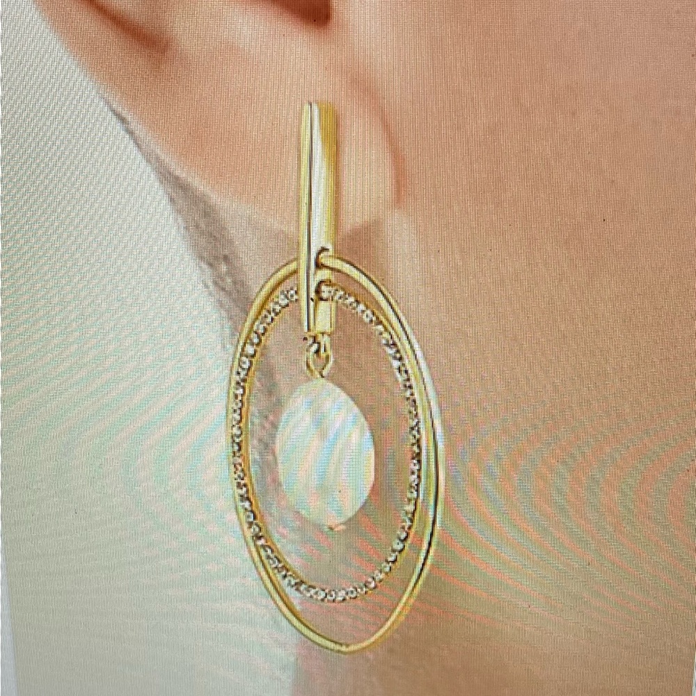NWT - J. Crew Gold Plated Double Hoop Earrings with Fresh Water Pearls
